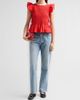 Ganni Women's Stretch-Cotton Angel-Sleeve Smocked Top - 2