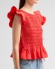 Ganni Women's Stretch-Cotton Angel-Sleeve Smocked Top - 5