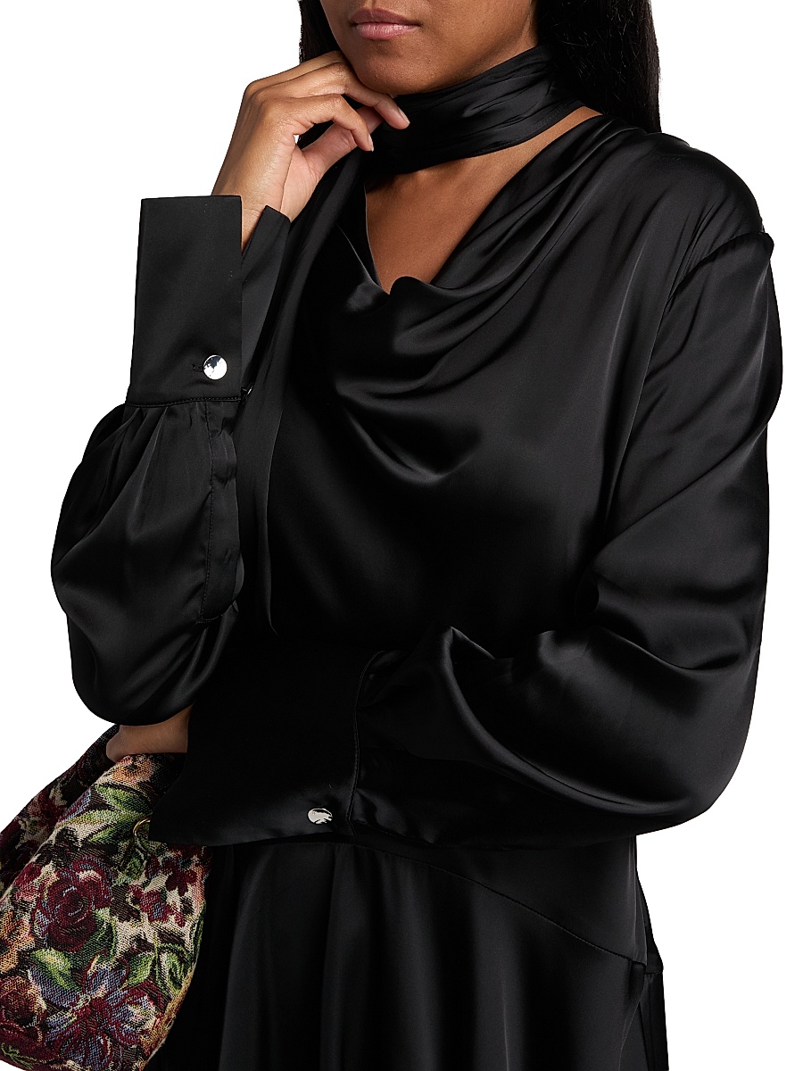ganni silk stretch satin wrap dress Rent Silk Stretch Satin Wrap Dress - Ganni