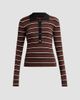 Ganni Women's Stripe Merino Wool Rib Polo Top - 1