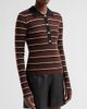 Ganni Women's Stripe Merino Wool Rib Polo Top - 4
