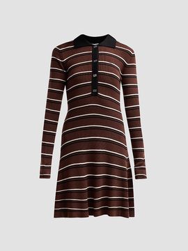 Ganni Women's Stripe Wool Polo Mini Dress