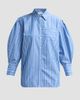 Ganni Women's Striped Cotton Pleated-Sleeve Shirt - 1