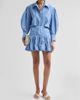 Ganni Women's Striped Cotton Pleated-Sleeve Shirt - 2