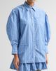 Ganni Women's Striped Cotton Pleated-Sleeve Shirt - 4
