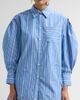 Ganni Women's Striped Cotton Pleated-Sleeve Shirt - 5
