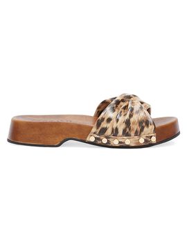 Ganni Women's Tia Fairy Animal-Print Studded Clogs