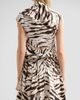 Ganni Women's Tiger Print Stretch Cotton Ruched Top - 3