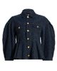 Ganni Women's Tweed Denim Peplum Jacket - 8