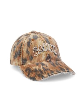 Ganni Women's Washed Leopard Cotton Baseball Cap