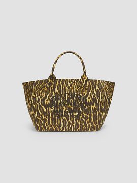 Ganni Women's XXL Leopard-Print Shopper Tote Bag