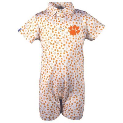 GARB Infant Garb White Clemson Tigers Earnest Polo Romper 