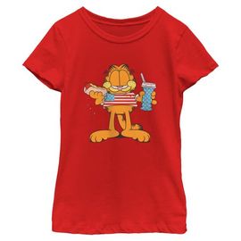 Garfield Garfield Girls' American Hot Dog Love Cat Graphic Short Sleeve T-Shirt