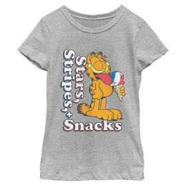 Garfield Garfield Girls' Stars Stripes and Snacks Graphic Short Sleeve T-Shirt