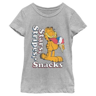 Garfield Garfield Girls' Stars Stripes and Snacks Graphic Short Sleeve T-Shirt