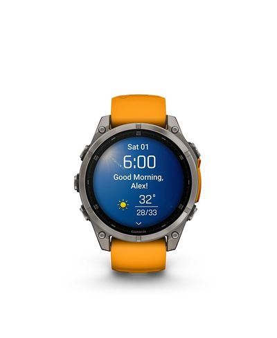 Garmin Garmin Fenix 8 47mm, Amoled, Saphire, Bare Graphite Titanium, Spark Orange/Graphite Band Watch / Fitness Tracker