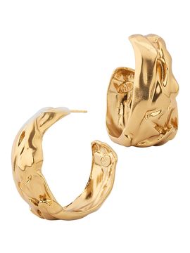 Gas Bijoux Women's Compression 24K-Gold-Plated Hoops