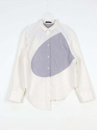 GAYEON LEE Cotton Oxford Raglan Slim Fit Shirt [Beige]