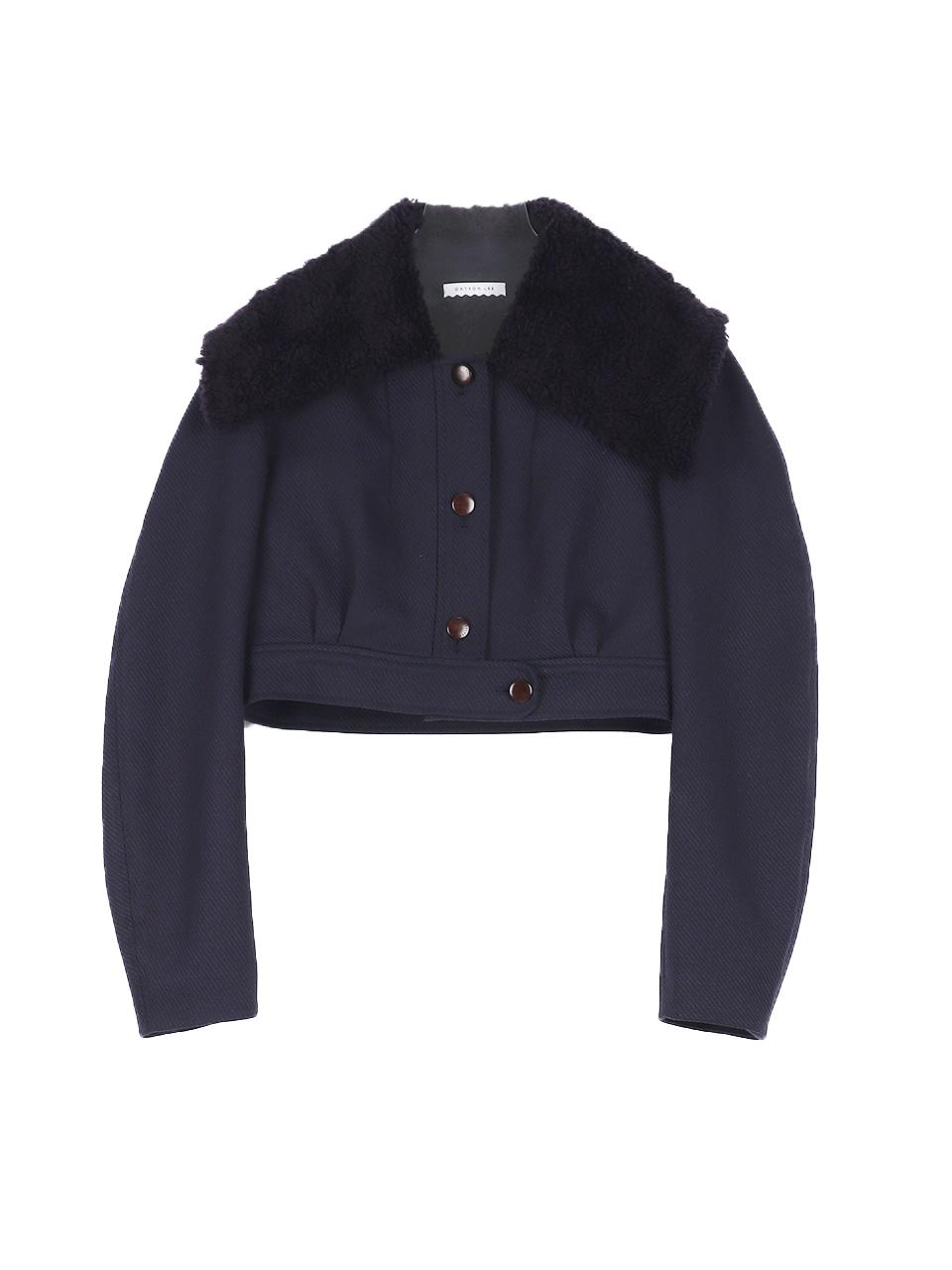 GAYEON LEE Cropped Twill Wide Collar Jacket [Midnight Navy]