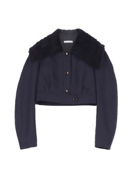 GAYEON LEE Cropped Twill Wide Collar Jacket [Midnight Navy]