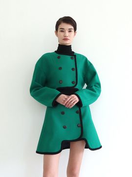 GAYEON LEE Cropped Wool-Blend Structured Jacket [Fern Green]