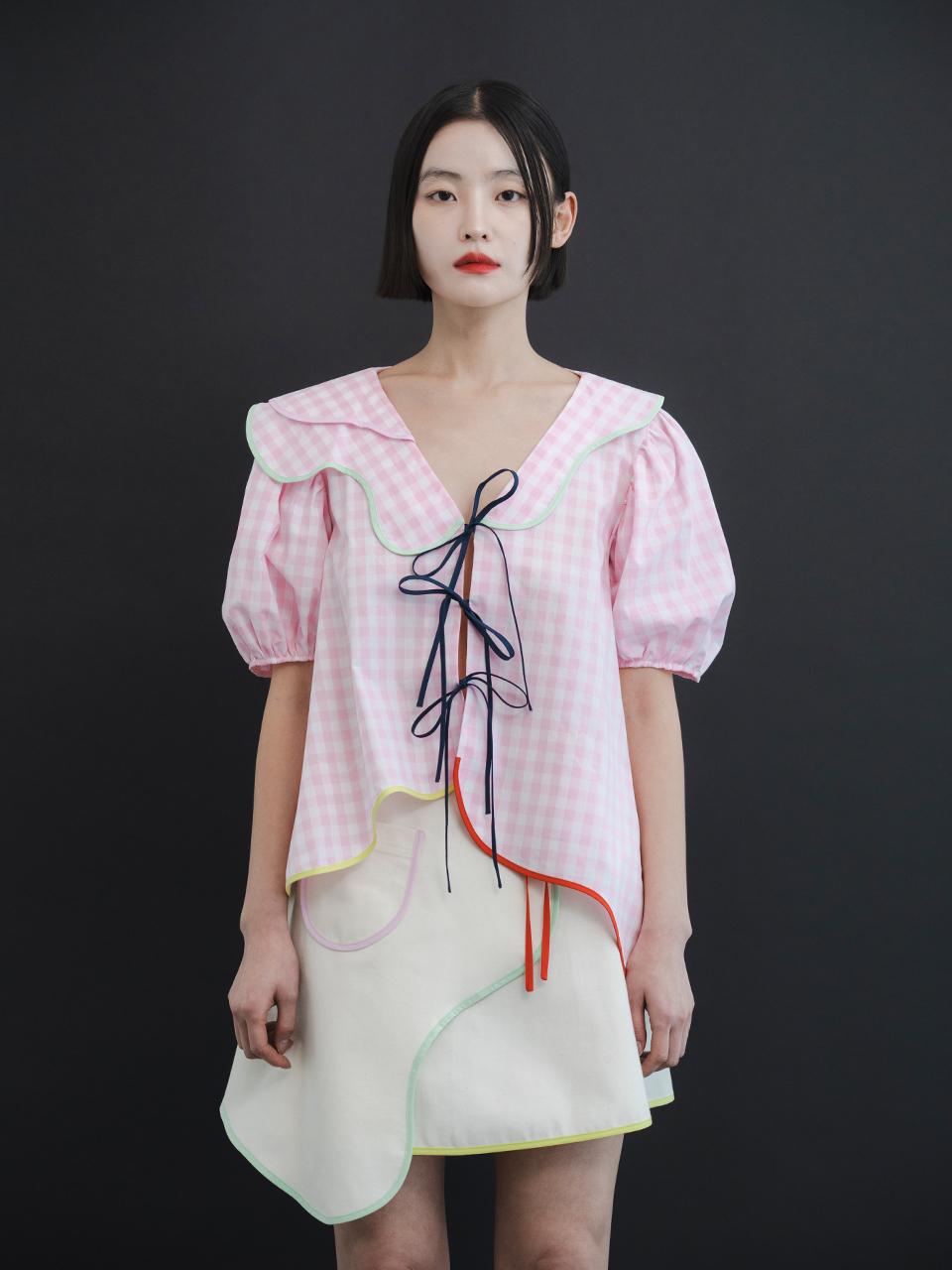 GAYEON LEE DANA Gingham Blouse - Pink