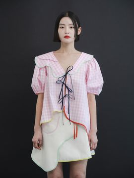 GAYEON LEE DANA Gingham Blouse - Pink