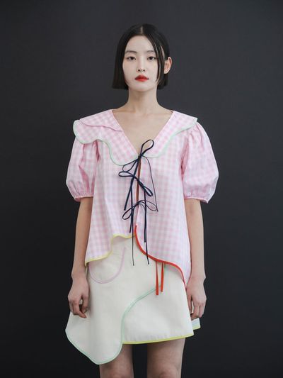 GAYEON LEE DANA Gingham Blouse - Pink