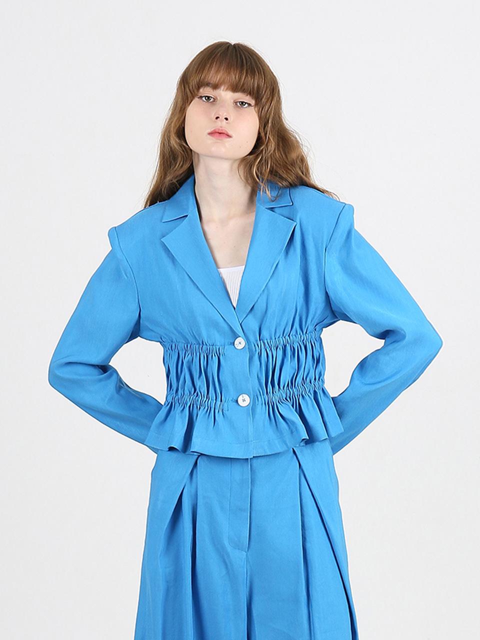 GAYEON LEE ELOY Crop Jacket - Cerulean Blue