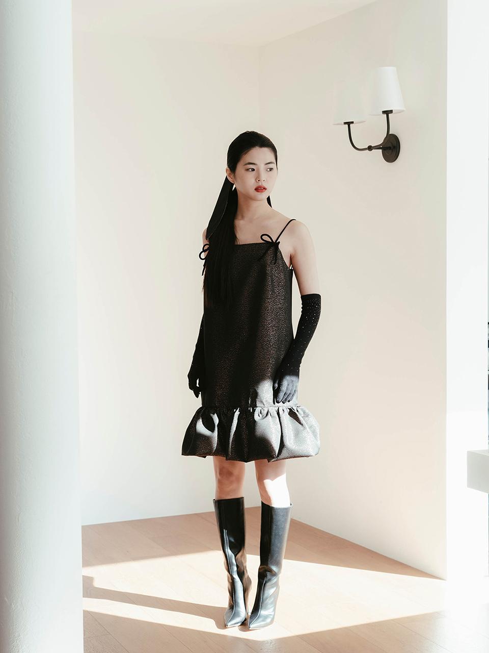 GAYEON LEE Italian Jacquard Mini Dress [Pink]