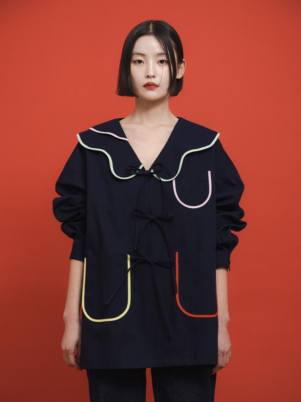 GAYEON LEE LALA Oxford Jacket-Navy