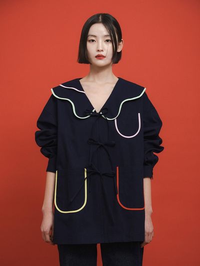 GAYEON LEE LALA Oxford Jacket-Navy