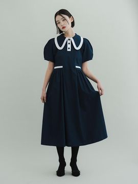 GAYEON LEE LIVIA Pique Dress-Navy