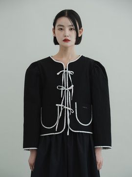 GAYEON LEE MELODY Quilted Reversible Jacket-Black/Black Floral
