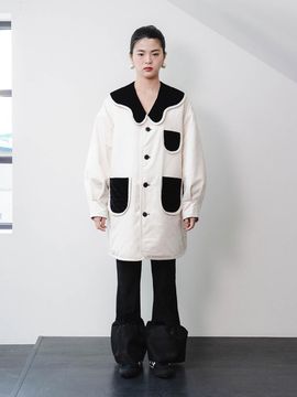 GAYEON LEE Quilted Reversible Oversized Coat [Beige/Black]
