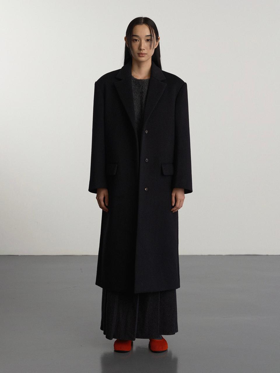 GBH APPAREL 3 Button Single Long Wool Blend Coat [Beige]