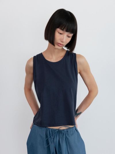 GBH APPAREL BACK OPEN BOW POINT TOP [CHARCOAL]
