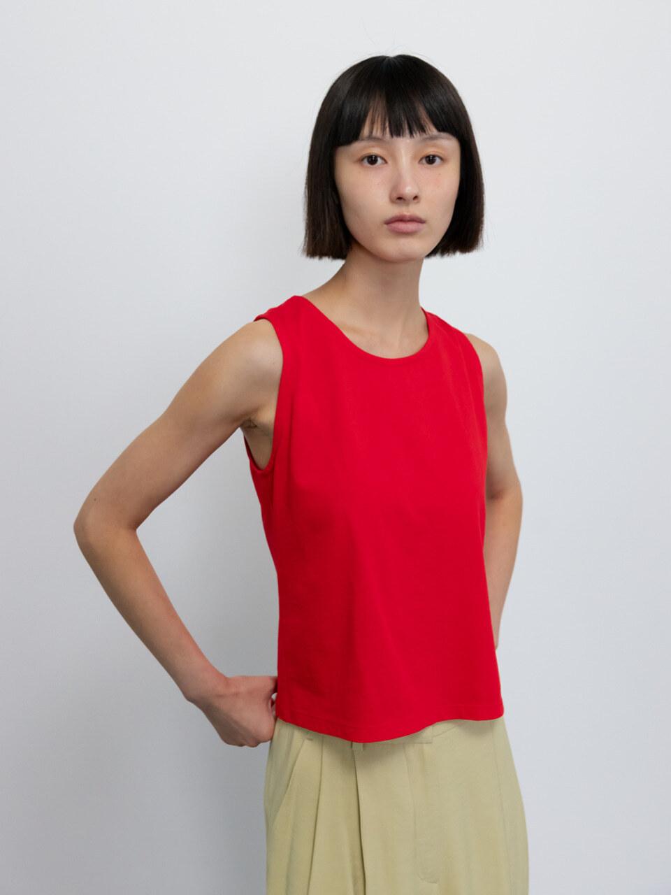 GBH APPAREL BACK OPEN BOW POINT TOP [RED]