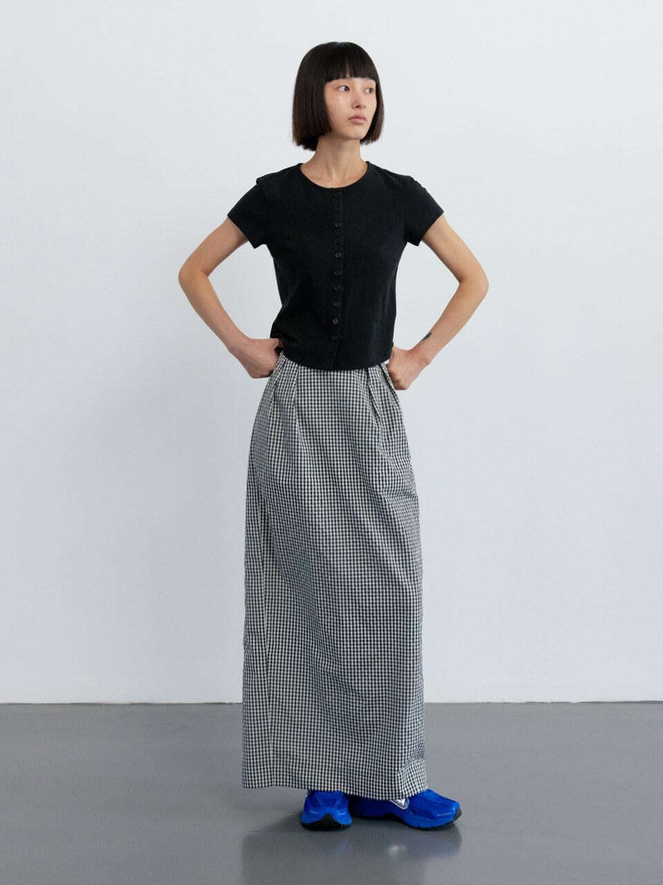 GBH APPAREL BALLOON CHECK MAXI SKIRT