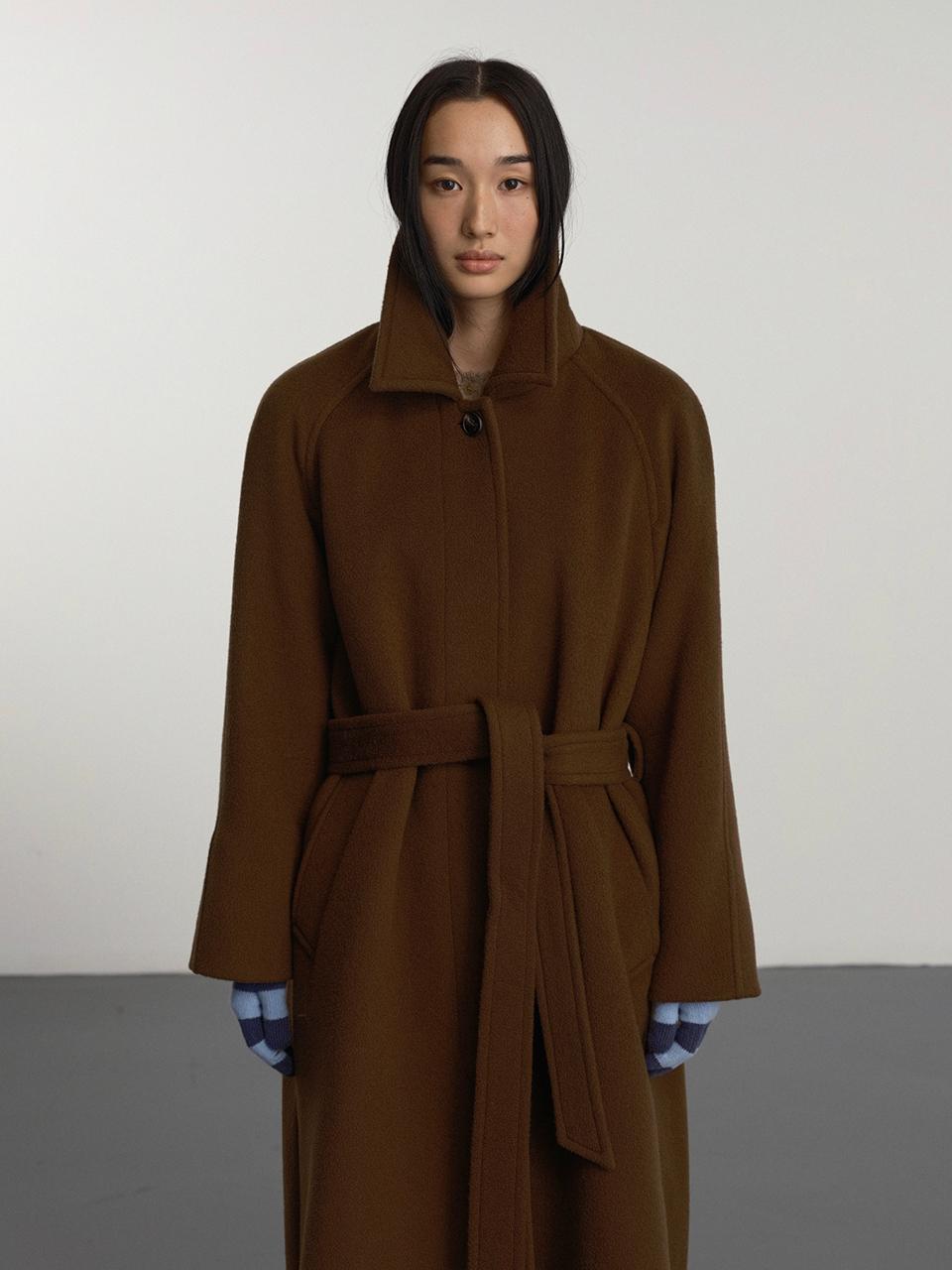 GBH APPAREL Belted Single Wool Coat [Brown]