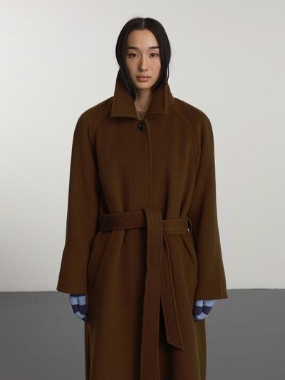 GBH APPAREL Belted Single Wool Coat [Brown]