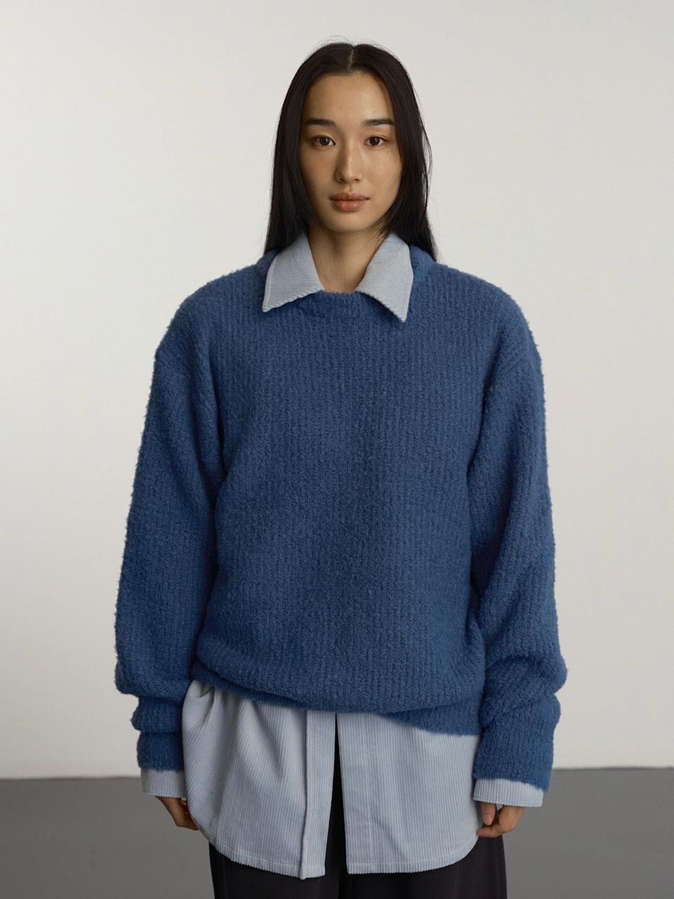 GBH APPAREL Boucle Lightweight Round Neck Knit [Vintage Blue]