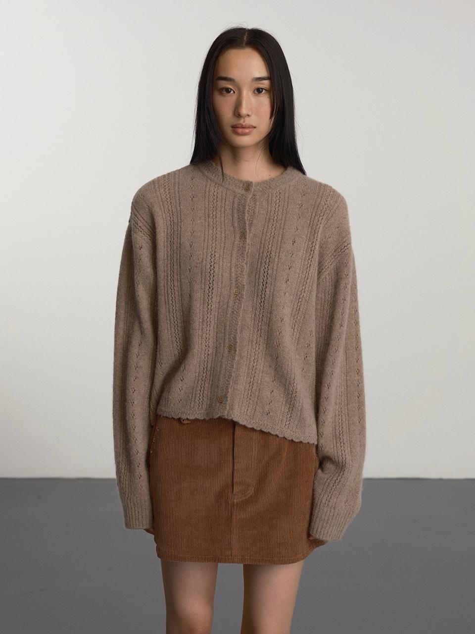 GBH APPAREL Corduroy Stud Point Mini Skirt [Brown]
