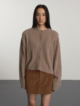 GBH APPAREL Corduroy Stud Point Mini Skirt [Brown]