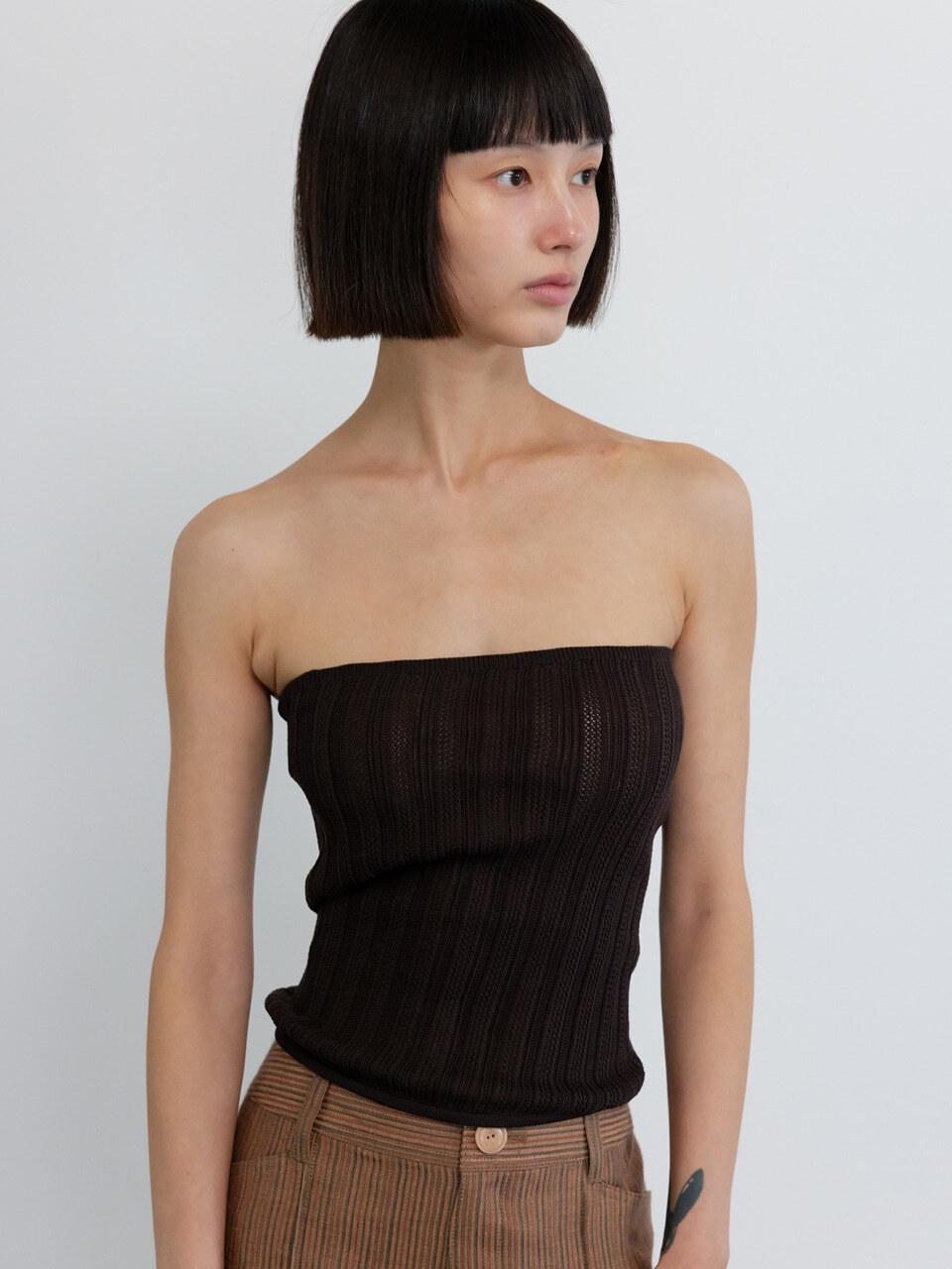 GBH APPAREL CROCHET TUBE TOP [BROWN]