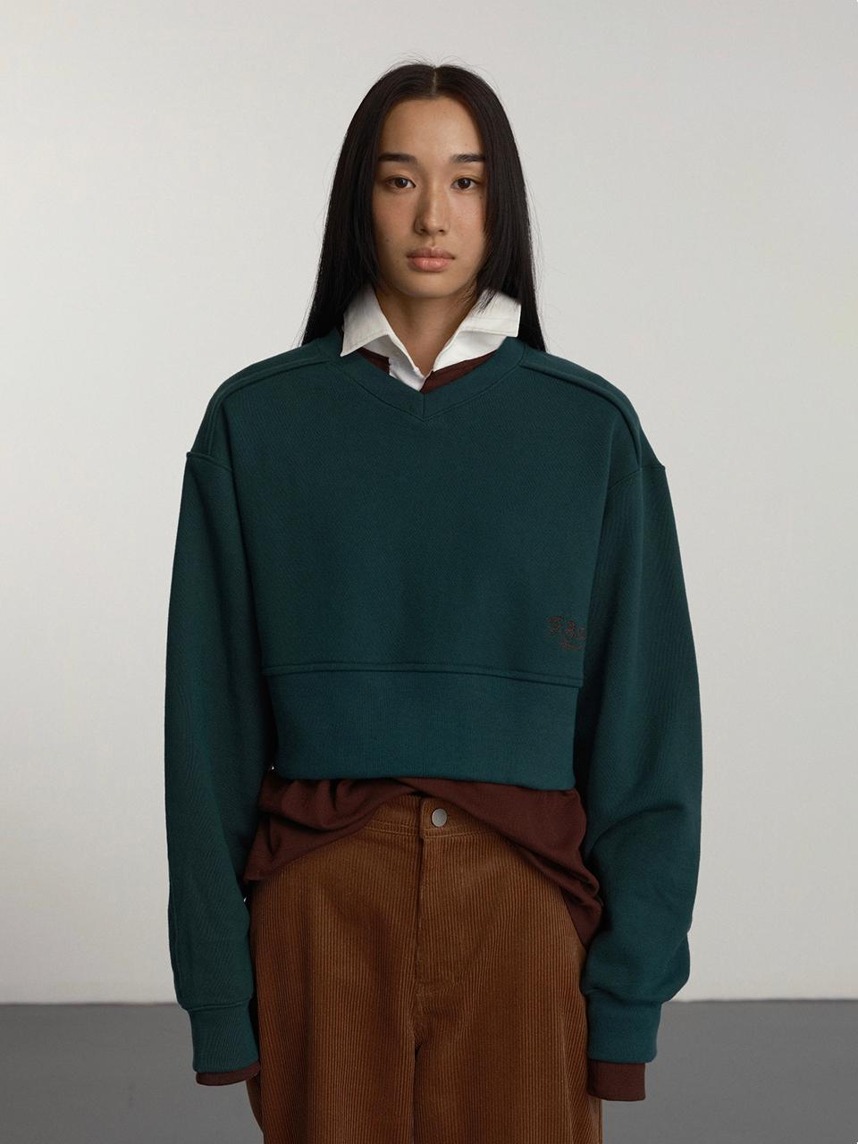 GBH APPAREL Cropped Ribbed Cotton Sweatshirt [Green]