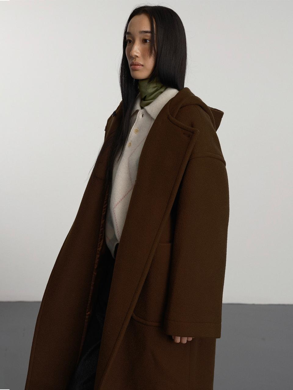 GBH APPAREL Hood Double Wool Reversible Coat [Brown]