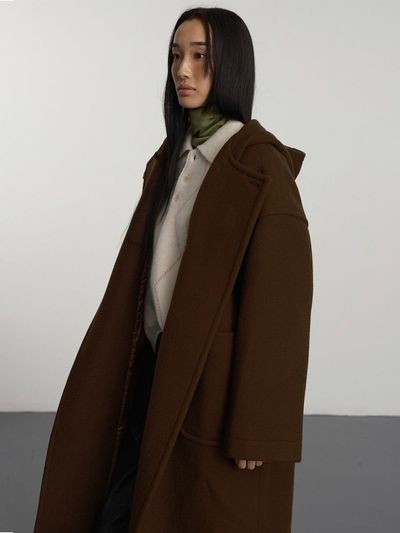 GBH APPAREL Hood Double Wool Reversible Coat [Brown]