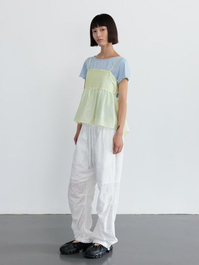 GBH APPAREL LACE PARACHUTE PANTS [WHITE]