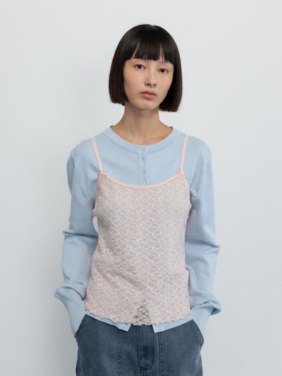 GBH APPAREL LACE SLEEVELESS TOP [LIGHT PINK]
